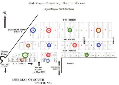 Oaklawn Cemetery Layout Maps, Wise County TX