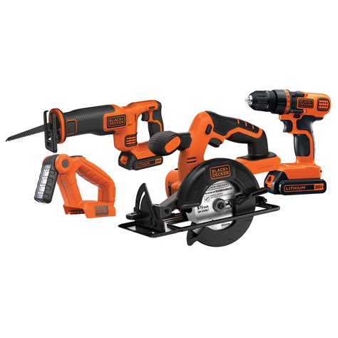 BLACK+DECKER BD4KITCDCRL 20V MAX Drill/Driver Circular and Reciprocating Saw Worklight Combo Kit ...