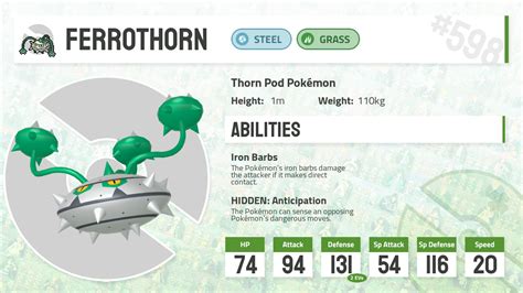 #0598 Ferrothorn - Pokecharms PokéDex