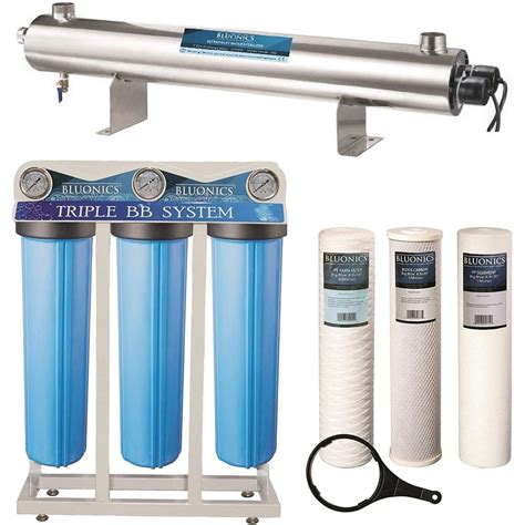 110W UV+Sediment & Carbon Well Water Filter Purifier System 24GPM w ...