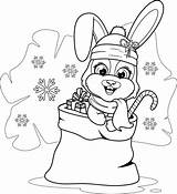 Coloring Page Christmas And New Year With A Cartoon Cute bunny  sketch template