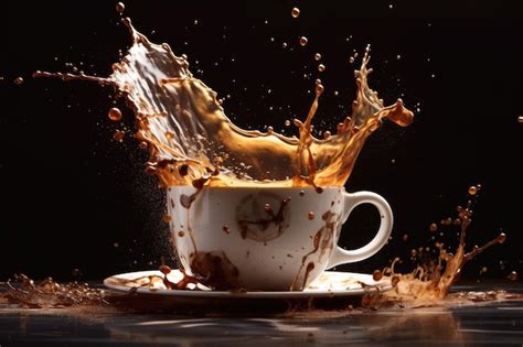 Premium AI Image | A cup of coffee with a splash of chocolate and a ...