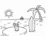 Summer Beach Fun Coloring Pages With Palm Tree And Drink  Free sketch template