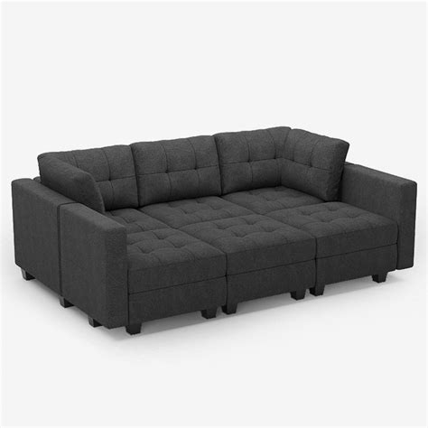 Belffin Modular Sofa - 6 Seats + 7 Sides Weave Sleeper Sofa with Storage Seat
