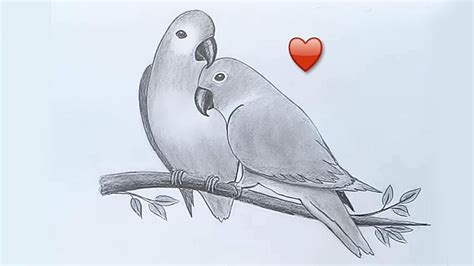 Pencil Drawing Love Birds - bestpencildrawing