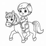 Boy Riding Cute Horse 🐎🌟 Coloring Page sketch template