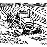 Tractor Plowing A Field Coloring Page · Creative Fabrica sketch template