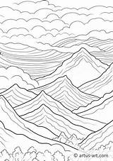 Clouds Over Mountains Coloring Page » Free Download Artus Art sketch template