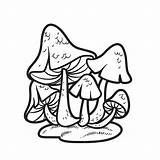 Premium Vector  Toadstool Mushrooms On moss Linear Drawing For sketch template