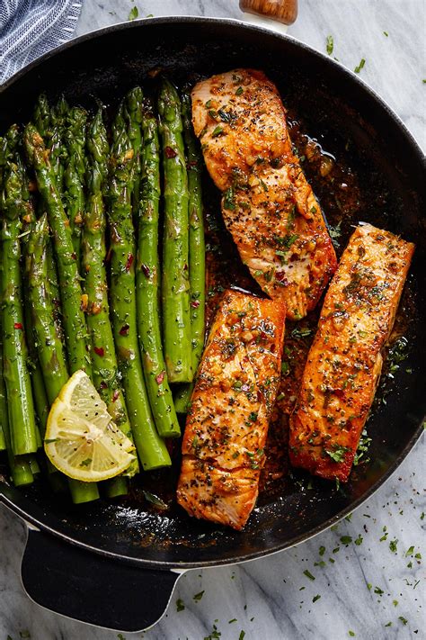 Garlic Butter Salmon Recipe with Lemon Asparagus – Healthy salmon recipe — Eatwell101