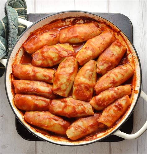 Polish stuffed cabbage rolls is a traditional dish, equally popular as ...