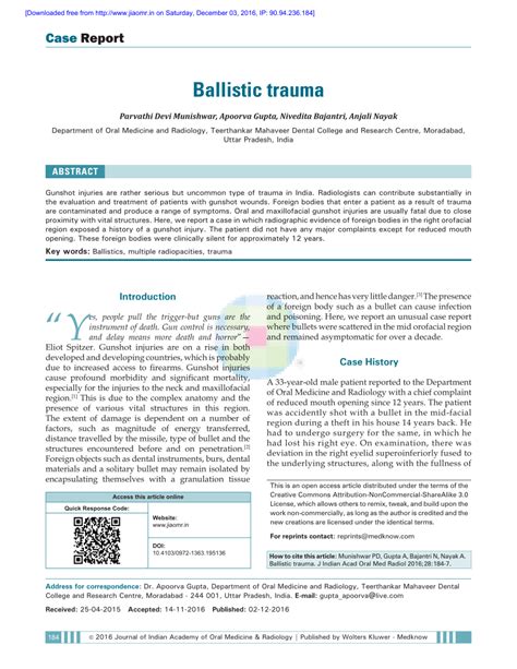 (PDF) Ballistic trauma