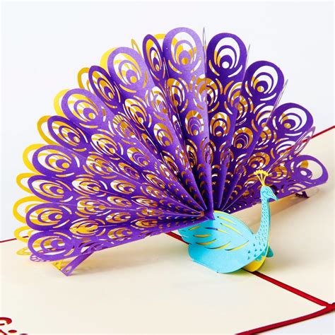 Amazing Cool 3D Pop up Cards Custom Greeting Cards 3D Peacock in Red For Birthday Personalised ...