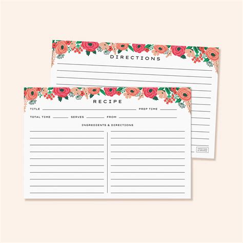 Floral Recipe Cards – Sweetzer & Orange