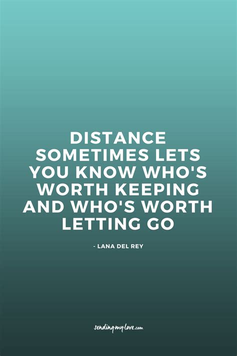 Distance sometimes lets you know who's worth keeping and who's worth letting go. Find quotes ...