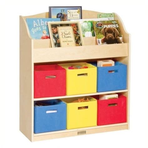 Kids Book Storage Rack Wood Toy Box Organizer 6 Fabric Bins 3 Shelves Child New #Guidecraft ...