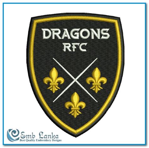 Dragons Rugby Team Logo Embroidery Design - Emblanka