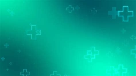Medical health blue green cross neon light shapes pattern background. Abstract healthcare ...