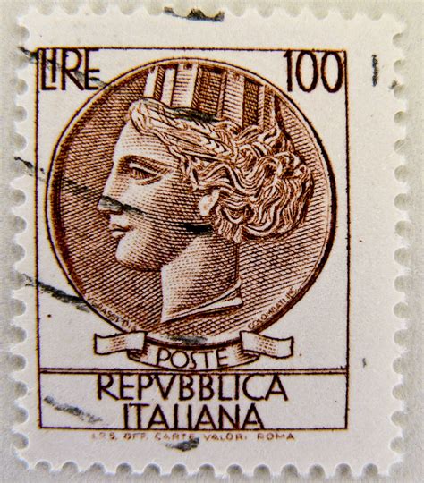 beautiful italian stamp Italy 100 Lire francobollo Turrita… | Flickr