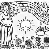 Stylized coloring page Of A pregnant Woman Download Or Print For Free sketch template