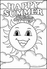 The Sun Happy Summer Holiday Coloring Page Stock Illustration  sketch template
