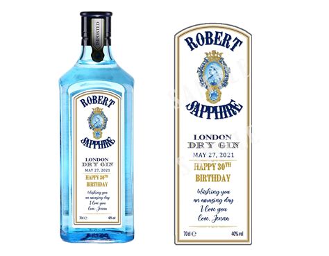 Bombay Sapphire Gin Custom Label Custom Gin Label Birthday - Etsy UK