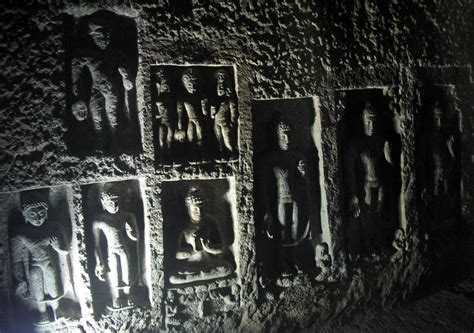 Stock Pictures: Buddha statues, frescoes and sculptures at Ajanta Caves