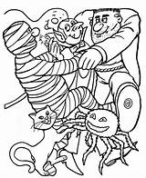 Halloween Coloring Pages Monsters Cute Colorings Frankenstein Together  sketch template