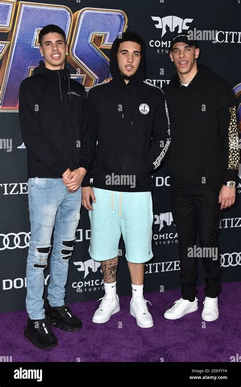 LaMelo Ball, Liangelo Ball, Lonzo Ball attend the world premiere of ...