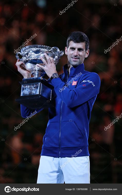 Grand Slam champion Novak Djokovic of Sebia holds Australian Open ...