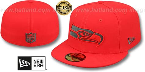 Seattle Seahawks NFL TEAM-BASIC Fire Red-Charcoal Fitted Hat