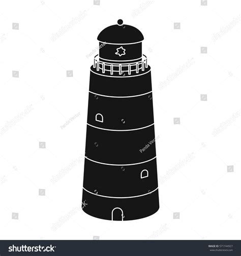 Lighthouse icon in black style isolated on white background. Rest and ...