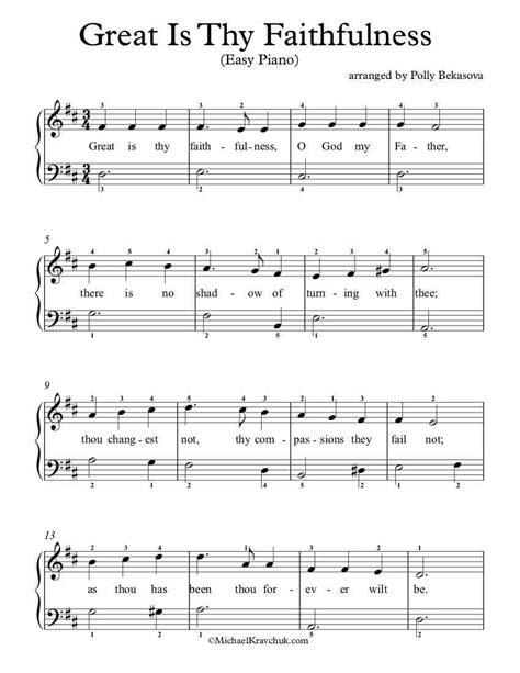 Free Piano Arrangement Sheet Music – Great Is Thy Faithfulness – Michael Kravchuk