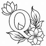 Alphabet Q coloring Page With The Flower letter Digital Outline  sketch template