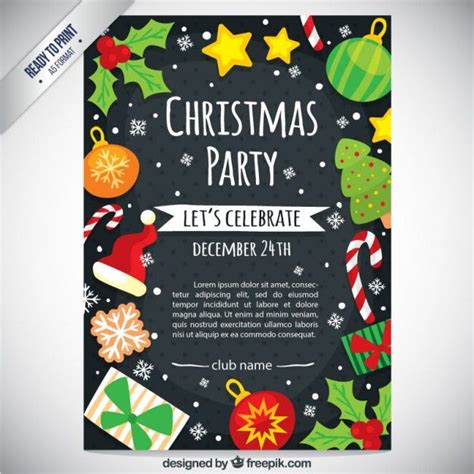 Volante linda fiesta de Navidad Vector Gratis | Free christmas flyer templates, Free christmas ...