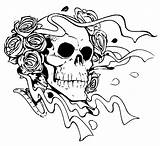 Gruseliger Totenkopf Mit Rosen Zum Ausmalen – Kostenlose Malvorlagen  sketch template