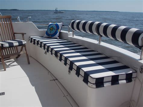 DIY cockpit cushions & rail covers in a truly nautical striped #sunbrella fabric. | Boat Canvas ...