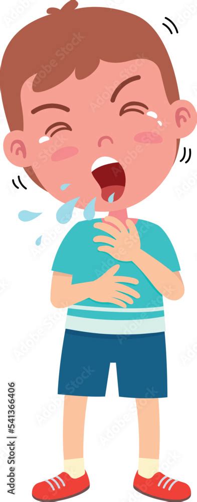 cartoon little kid boy coughing and sick Stock Vector | Adobe Stock