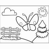 Butterfly Near Fence Coloring Page sketch template