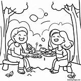 Playful Family Picnic Coloring Page  Pagescom sketch template