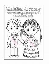 Printable Personalized Wedding Coloring Activity By SugarPieStudio sketch template