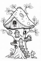 Fairy Tree House Coloring Pages  Creativitycolorcom sketch template