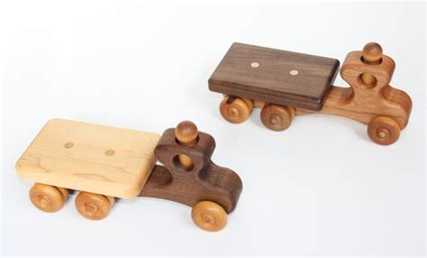 Wooden Toy Flatbed Trucks in Walnut/Maple and by asummerafternoon