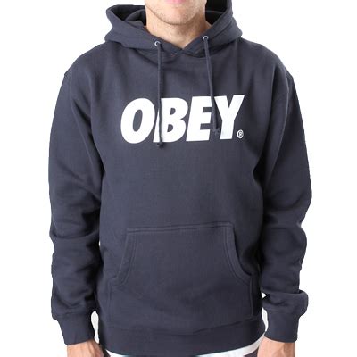 Obey Clothing - OBEY Hoody OBEY FONT LOGO navy/white Layup Online Shop - Hoodies