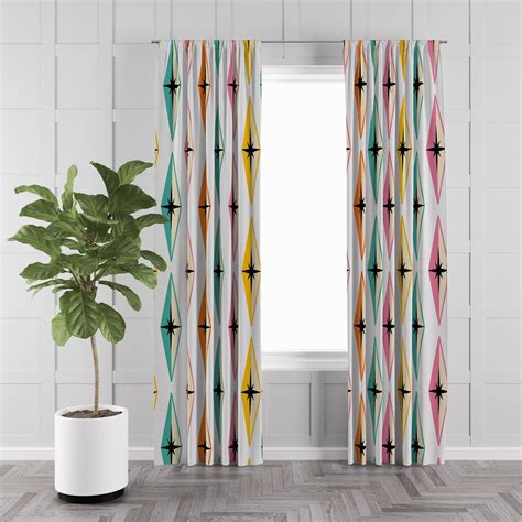 Mid Century Modern Window Curtains Atomic Diamonds - Etsy | Modern ...