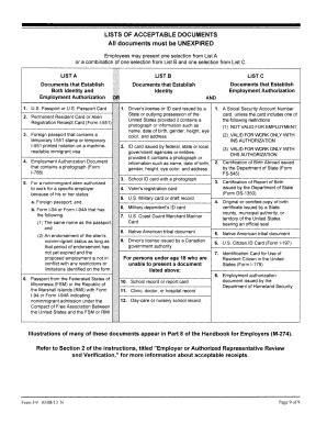 Fillable Online List of Acceptable Documents for I-9 Form Fax Email ...