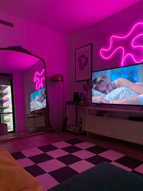 Dream Apartment, Apartment Living Room, Vibe Rooms, Neon Bedroom, Neon ...