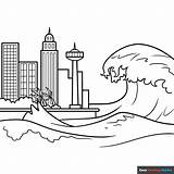 Tsunami Coloring Pages sketch template