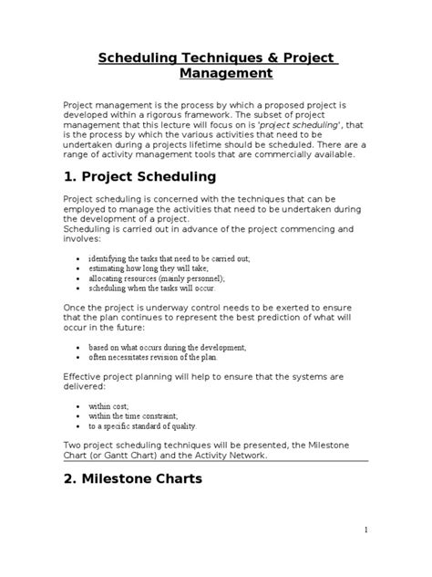 Scheduling Techniques | Project Management | Systems Science