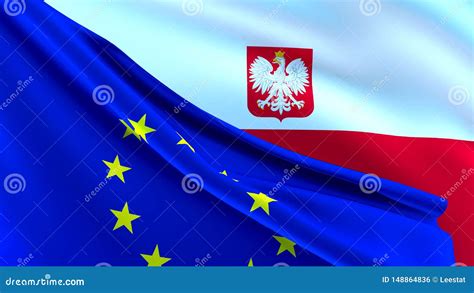 Polish and European Union Relations Concept - Merged Flags of Poland ...